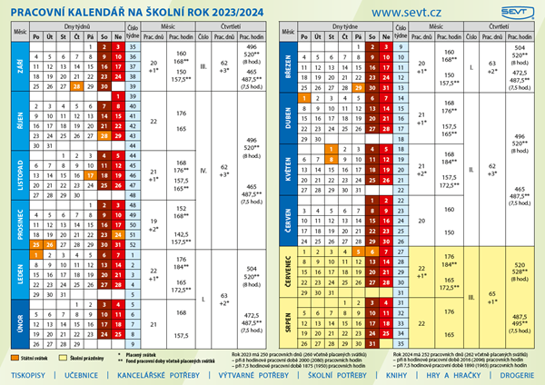 planovaci kalendar skolni rok 2023 2024 karta a5 — Sevt