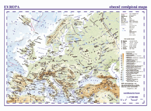 Evropa / příruční mapa obecně zeměpisná 1:18M lamino, A3