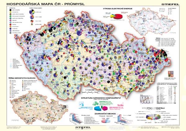 průmyslová mapa Hospodářská mapa ČR   průmysl   mapa A3   SEVT.cz průmyslová mapa