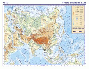 Podložka - Asie - obecně zeměpisná - 1:42 000 000 - A3, lamino