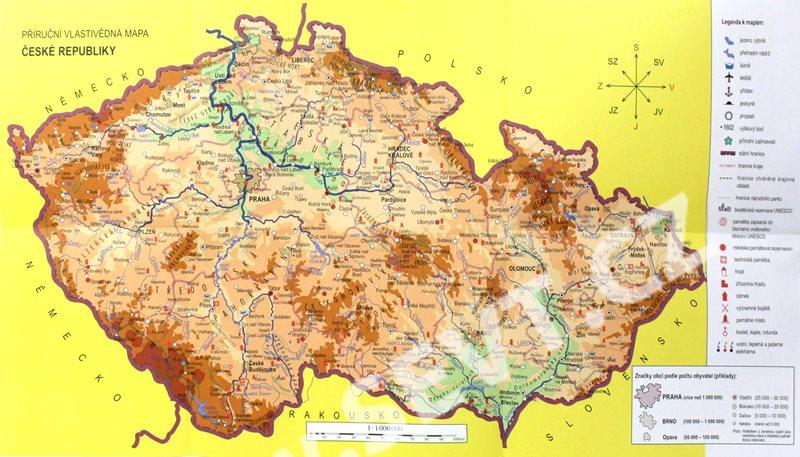 mapa čr Vlastivěda 5.r. ČR jako součást Evropy   náhradní Příruční mapa  mapa čr
