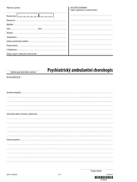 Levně Psychiatrický ambulantní chorobopis - desky, 420 x 297 rozložené