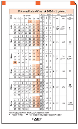 Levně ADK Plánovací kalendář A4 2024 (1 list)