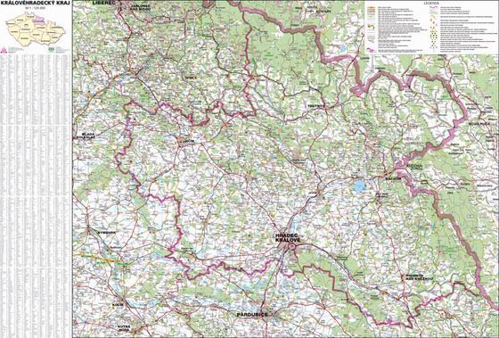 Kraj - Královéhradecký -ZES- 1:125 000 - nástěnná mapa