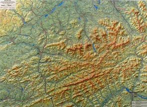 Beskydy - reliéfní - 1:100 000 - nástěnná mapa