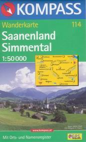 Saanenland,Simmental - mapa Kompass č.114 - 1:50t /Švýcarsko/