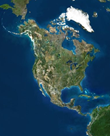 Amerika -sever- satelitní - nástěnná mapa