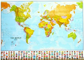 Svět - politické rozdělení - 1:30 000 000 - nástěnná mapa /ZES/