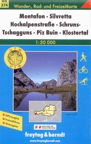Silvretta Hochalpenstrasse, Schruns-Tschagguns, Piz Buin, Klostertal - mapa WK374 - 1:50t /Švýcarsko