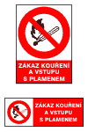Zákaz kouření a vstupu s plamenem - 25 x 10 cm / fólie