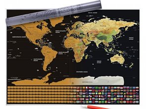 Velk&#225; st&#237;rac&#237; mapa světa - čern&#225;