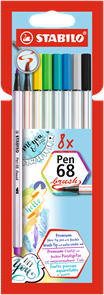 STABILO Pen 68 brush Vláknový fix - sada 8 barev