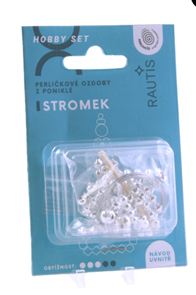 Sada na výrobu ozdoby z perliček - Stromek - stříbrný