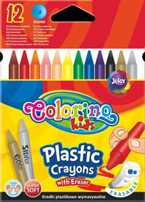 Plastové pastelky Colorino ( typ progresso ) - 12 barev ( včetně tělové, stříbrné a zlaté )