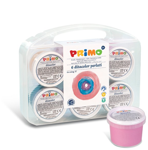 Prstové barvy PRIMO, sada 6 x 100 g - perleťové