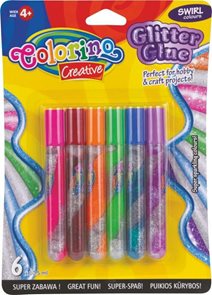 Dekorační lepicí pero Colorino - Glitter Twist, 6 barev