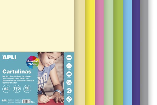 APLI Sada barevných papírů, A4, 170 g, 50 listů, mix pastelových barev, Sleva 42%