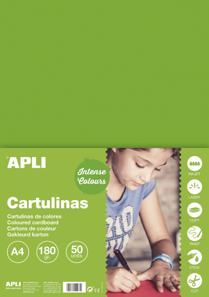 Levně APLI sada barevných papírů, A4, 170 g, trávově zelený - 50 ks, Sleva 39%