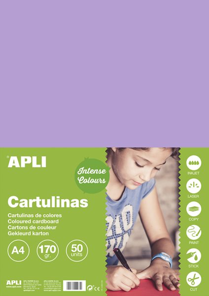 APLI sada barevných papírů, A4, 170 g, fialový - 50 ks, Sleva 44%