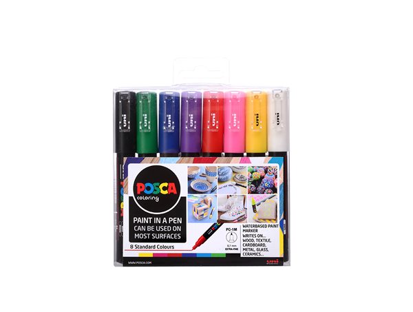 Levně Akrylové popisovače POSCA, PC-1M, 0,7–1 mm - 8 barev