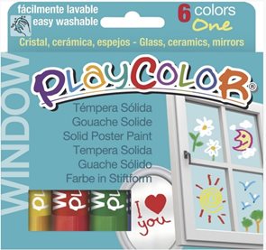 Playcolor - tuhé temperové barvy na sklo - 6 ks