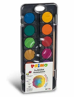 Vodové barvy PRIMO BLACK FINE, průměr 30 mm, 12 ks + štětec + běloba