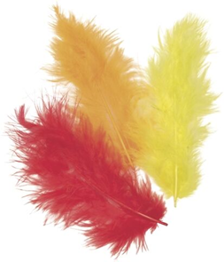 Dekorativní peříčka Marabu 4 g - červená, žlutá a oranžová