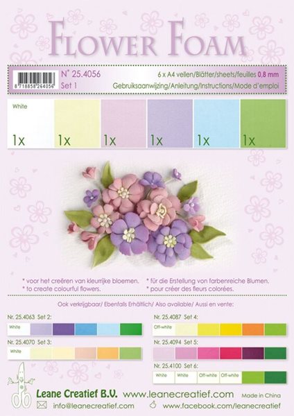 Levně Speciální pěnová guma na výrobu květin A4 - pastelové barvy