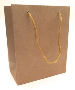 Dárková papírová taška, (14x11,5x6,2cm) - přírodní hnědá