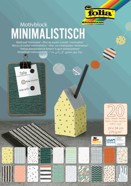 Levně Folia Blok barevných papírů 24 × 34 cm MINIMALISMUS