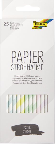 Levně Papírová brčka - sada 25 ks - mix barev - pastelové proužky