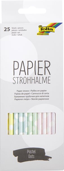 Levně Papírová brčka - sada 25 ks - mix pastelových barev - puntíky