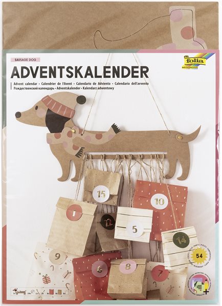 Levně Adventní kalendář - set " SAUSAGE DOG" - 54 dílů