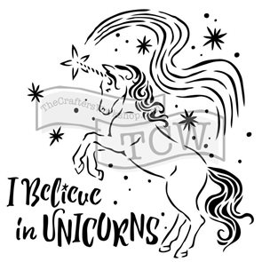 Plastová šablona - Believe in Unicorns, 30,5 × 30,5 cm