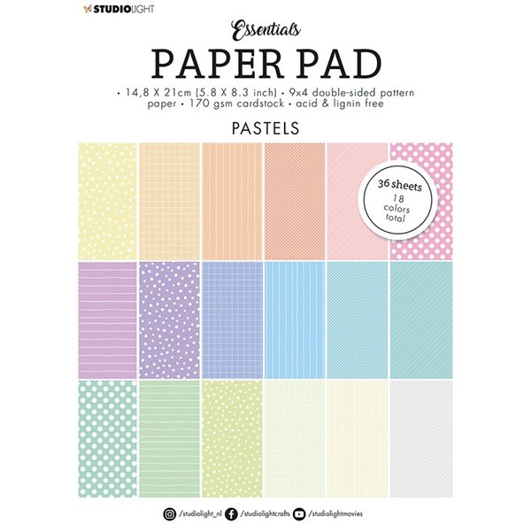 Blok oboustranných vzorovaných papírů Studio Light, A5 (36 listů) – pastelové