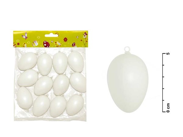 Vajíčka plastová 6 cm - 12 ks - bílá, Sleva 5%