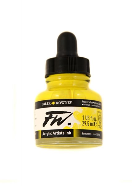 Umělecká akrylová tuš Daler Rowney 29,5 ml - Process Yellow