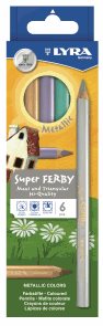Sada pastelek Lyra Super Ferby JUMBO, trojhranné - Metalické barvy, 6 ks
