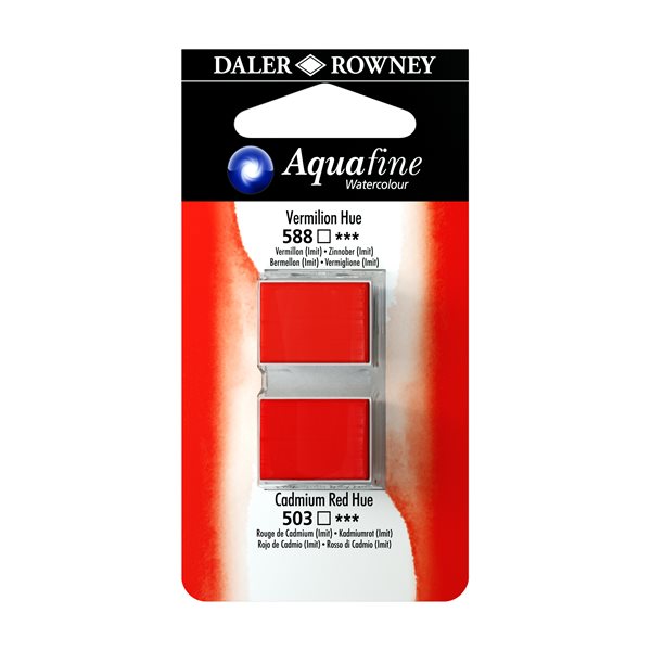 Levně Umělecká akvarelová barva Daler-Rowney Aquafine - dvojbalení - Rumělka/kadmium červené