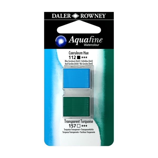 Levně Umělecká akvarelová barva Daler-Rowney Aquafine - dvojbalení - Coeruleum / Tyrkysová transparentní
