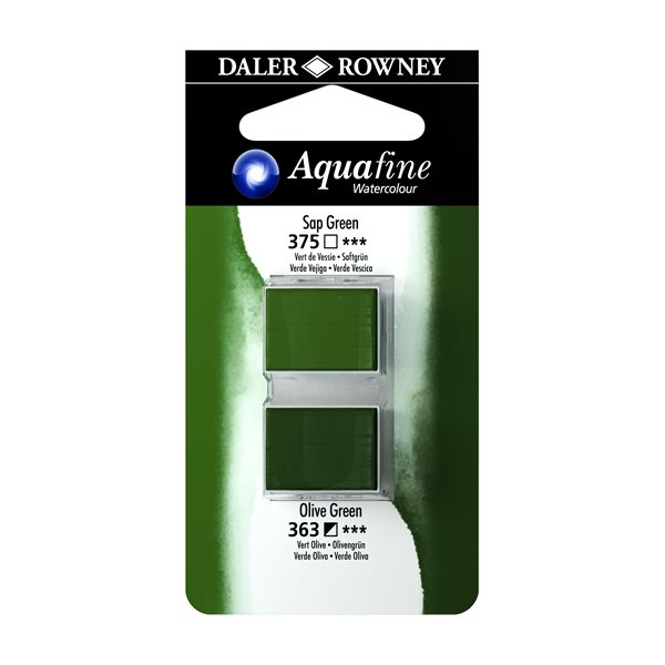 Levně Umělecká akvarelová barva Daler-Rowney Aquafine - dvojbalení - Zemská zelená/ Olivová zelená