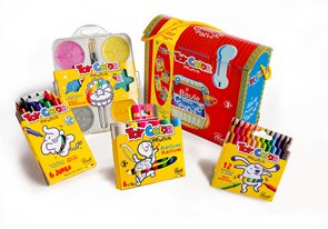 Kreativní truhla Toy Color - JUMBO třpytivé vodové barvy, voskovky, plastelína, fixy