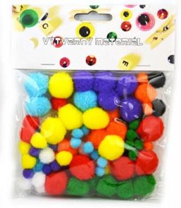 Dekorativní Pom-pom kuličky 78 ks, mix barev a velikostí