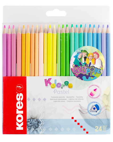Kores Trojhranné pastelky Kolores Pastel LOLLIPOPZ 3 mm - 24 barev