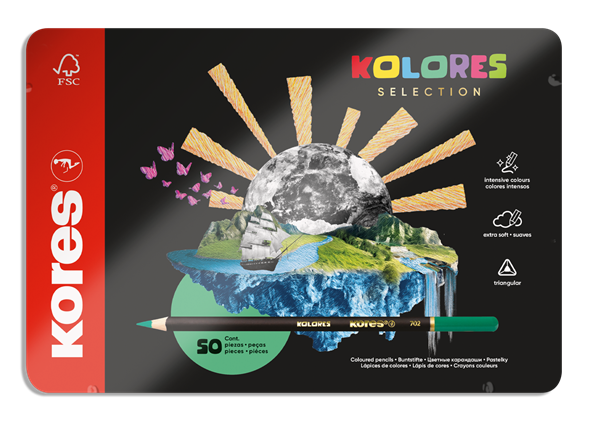Trojhranné pastelky Kores Kolores Selection, 3 mm, 50 barev