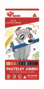 CONCORDE Jumbo pastelky - trojhranné, 12 barev + ořezávátko