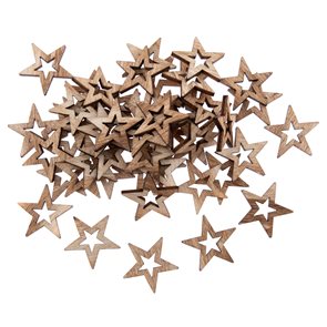 Dekorační dřevěné ozdoby - Hvězdy přírodní (50 ks)
