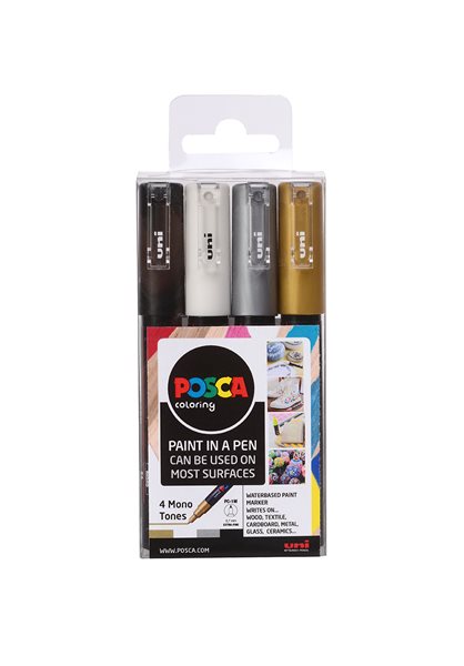 Levně Akrylové popisovače POSCA, PC-1M, 0,7–1 mm - 4 barvy
