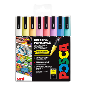Akrylov&#233; popisovače POSCA, PC-3M - 8 pastelov&#253;ch barev