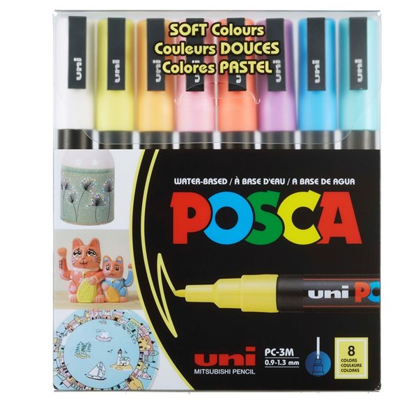 Levně Akrylové popisovače POSCA, PC-3M - 8 pastelových barev